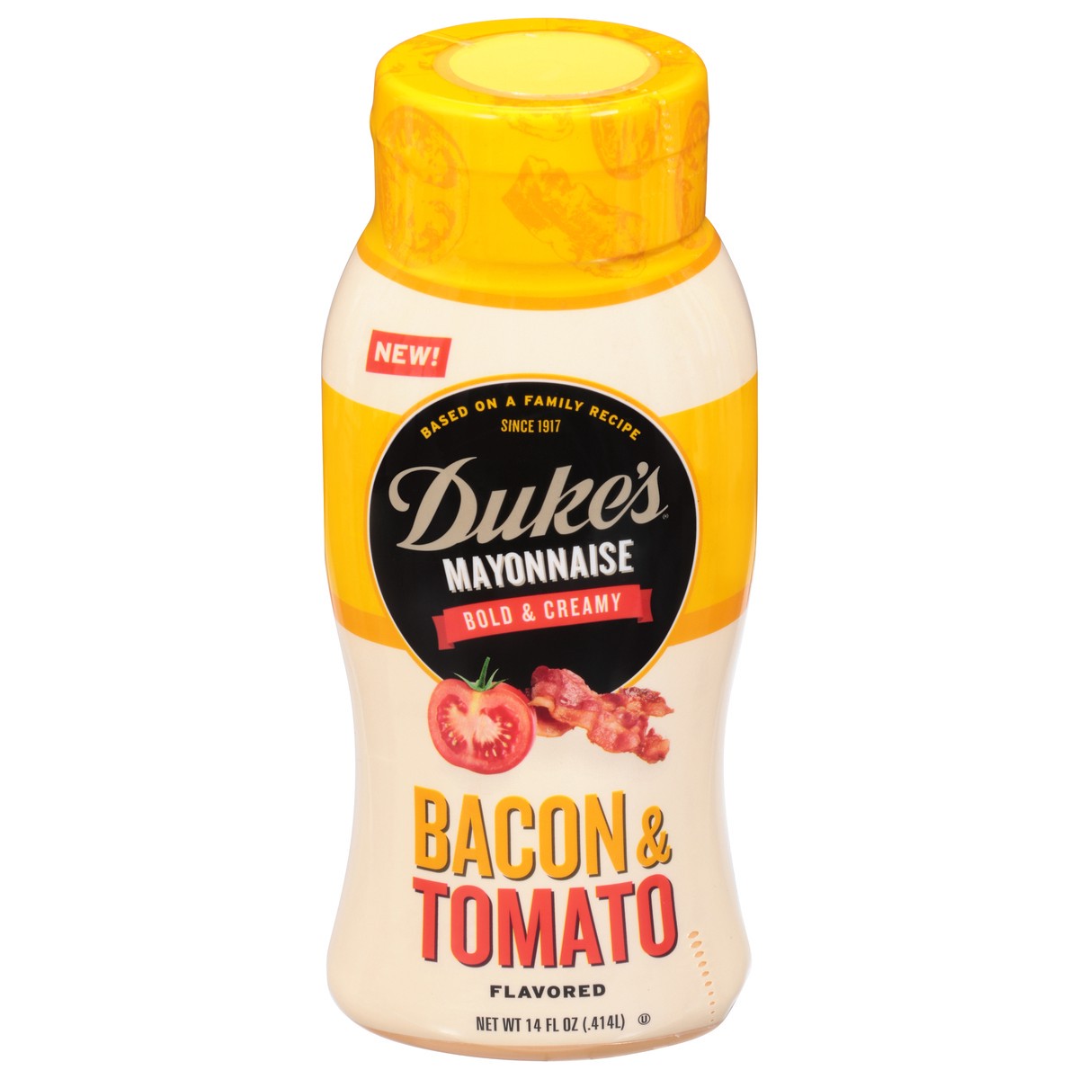 slide 1 of 9, Duke's Bold & Creamy Bacon & Tomato Flavored Mayonnaise 14 fl oz, 14 fl oz