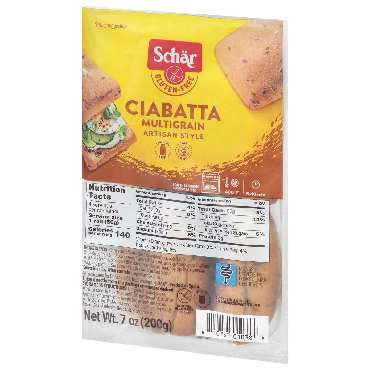 slide 5 of 12, Schär Gluten-Free Multigrain Ciabatta 7 oz, 7 oz