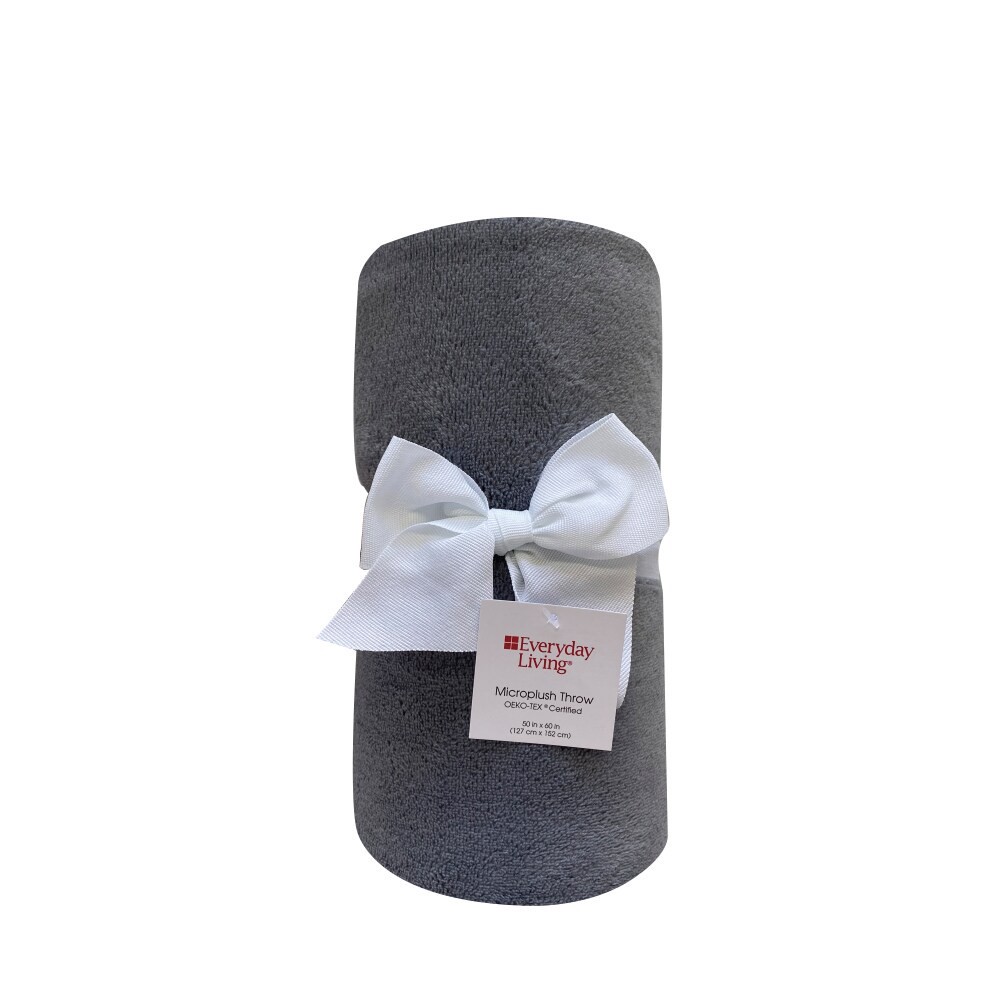 slide 1 of 1, Everyday Living Microplush Throw - Gray, 50 in x 60 in