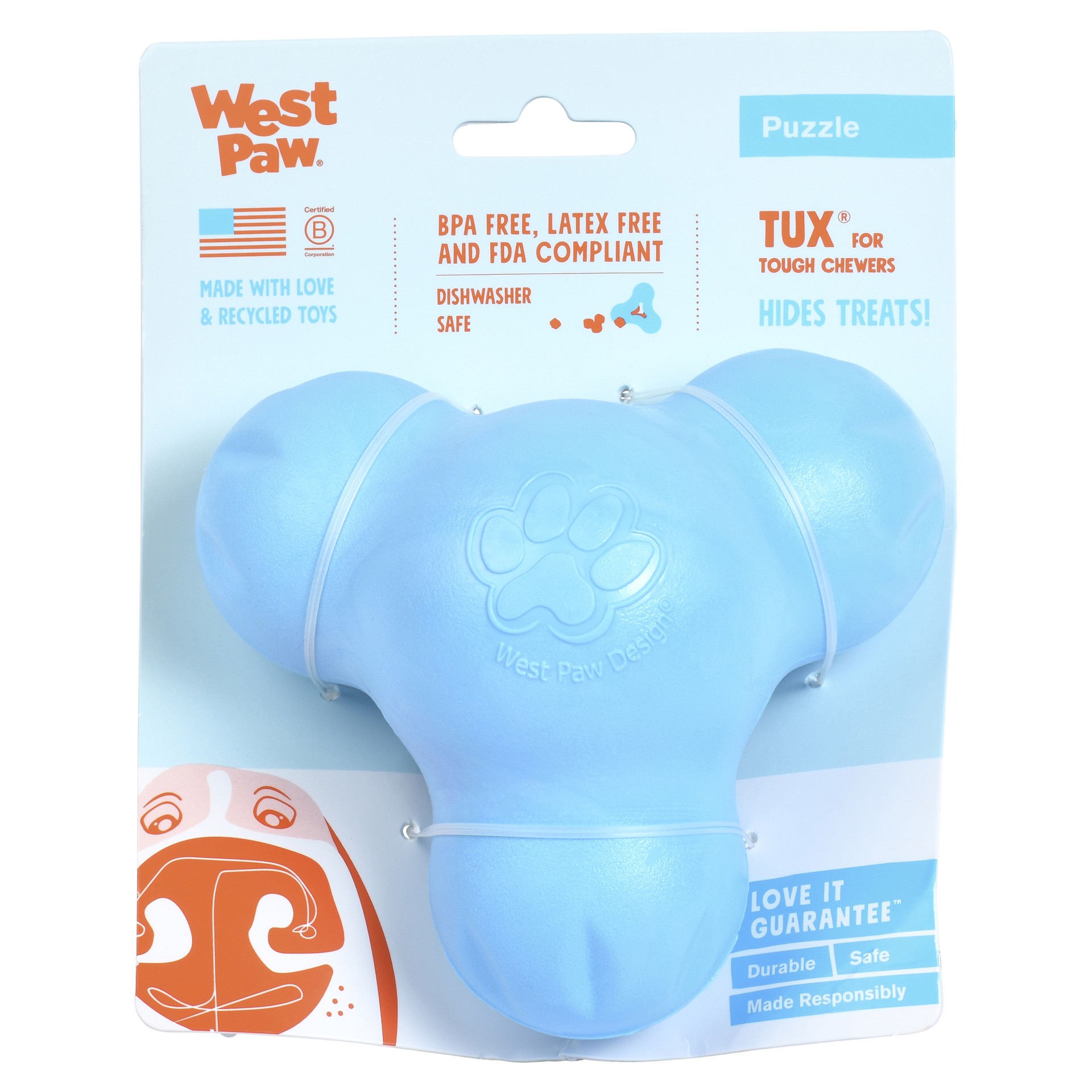 slide 1 of 13, West Paw Dog Toy Tux Aqua Large 5", 1 ct