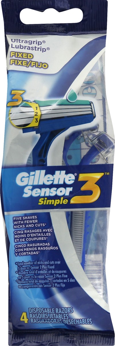 slide 4 of 11, Gillette Sensor Simple Disposable Razor, 1 ct