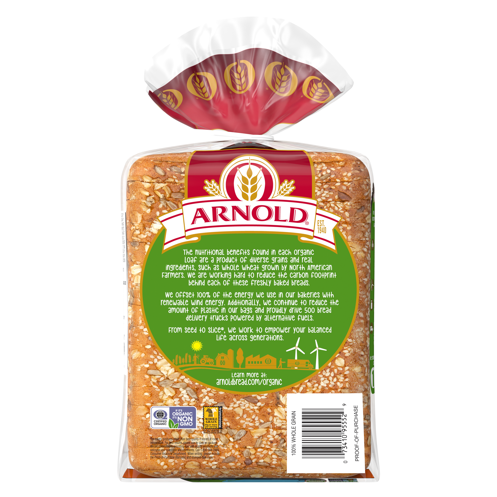 slide 3 of 5, Arnold Organic 100% Whole Grain Bread, 27 oz, 1 ct