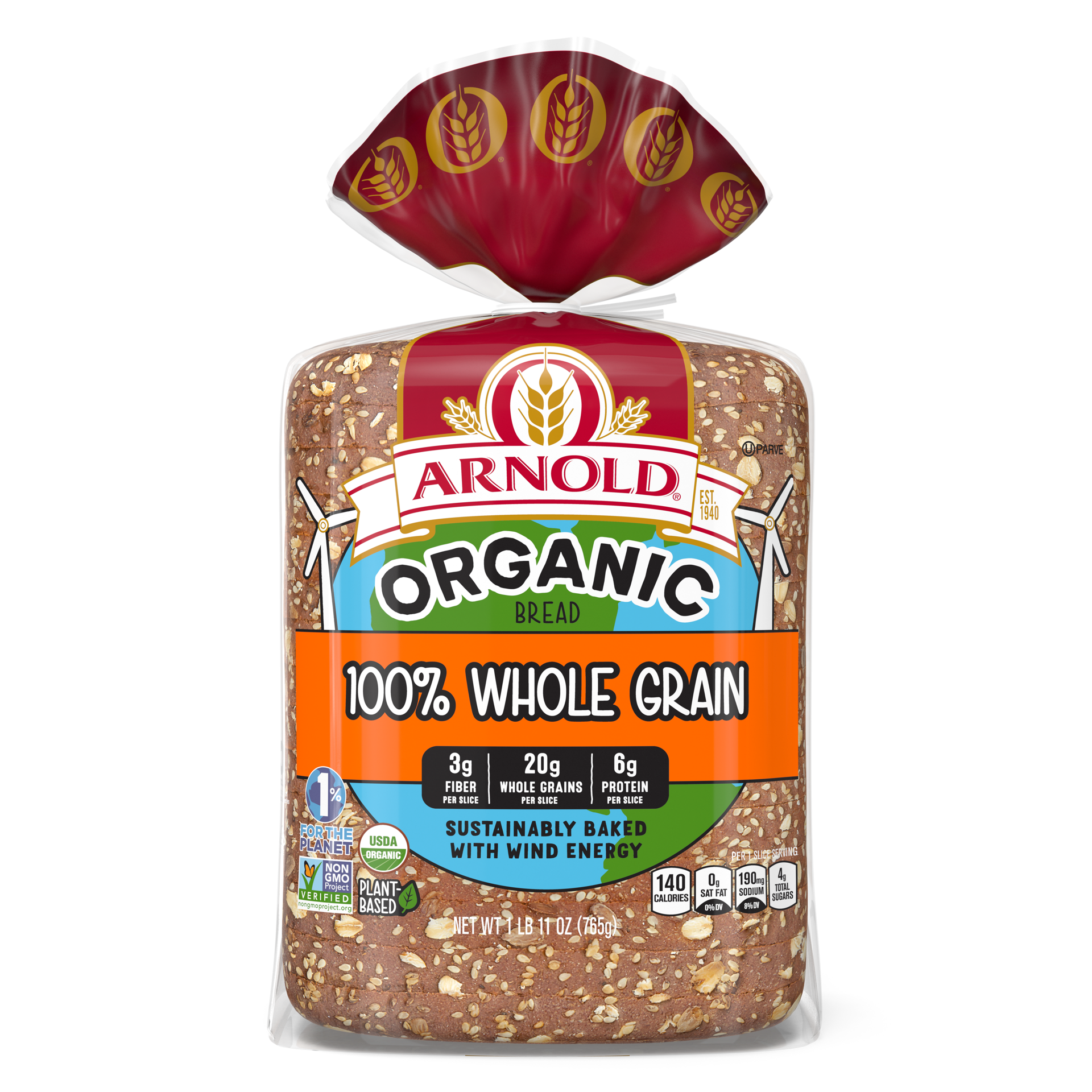 slide 1 of 5, Arnold Organic 100% Whole Grain Bread, 27 oz, 1 ct