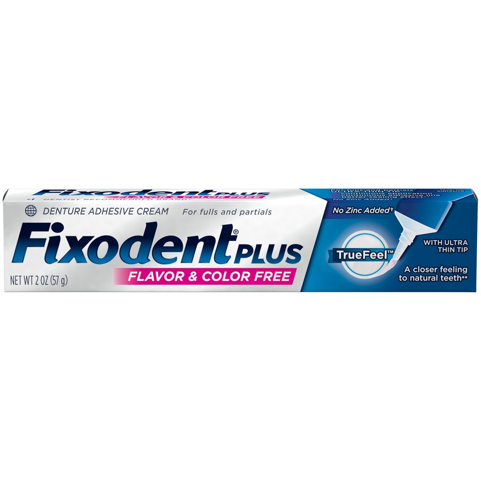 slide 1 of 3, Fixodent Plus Denture Adhesive Cream, 2 oz