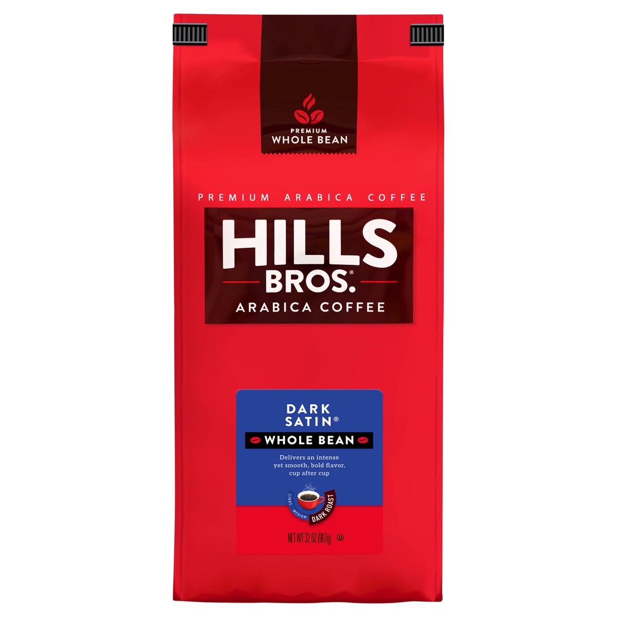 slide 4 of 11, Hills Bros. Dark Roast Whole Bean Arabica Dark Satin Coffee 32 oz, 32 oz