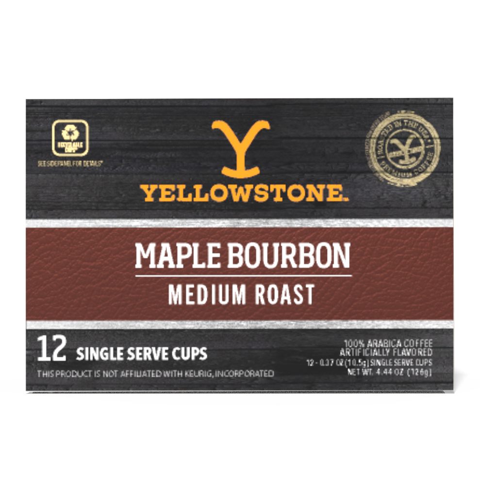 slide 1 of 2, Yellowstone Maple Bourbon Dark Roast Single Serve Coffee 100% Arabica Beans - 12 ct, 12 ct