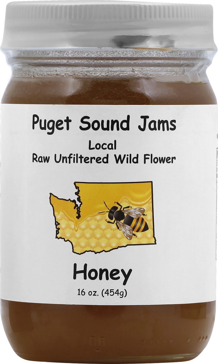 slide 4 of 7, Puget Sound Jams Wild Flower Raw Unfiltered Honey, 16 oz
