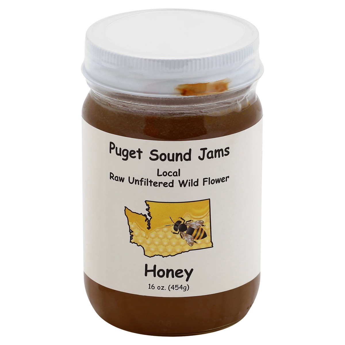 slide 1 of 7, Puget Sound Jams Wild Flower Raw Unfiltered Honey, 16 oz