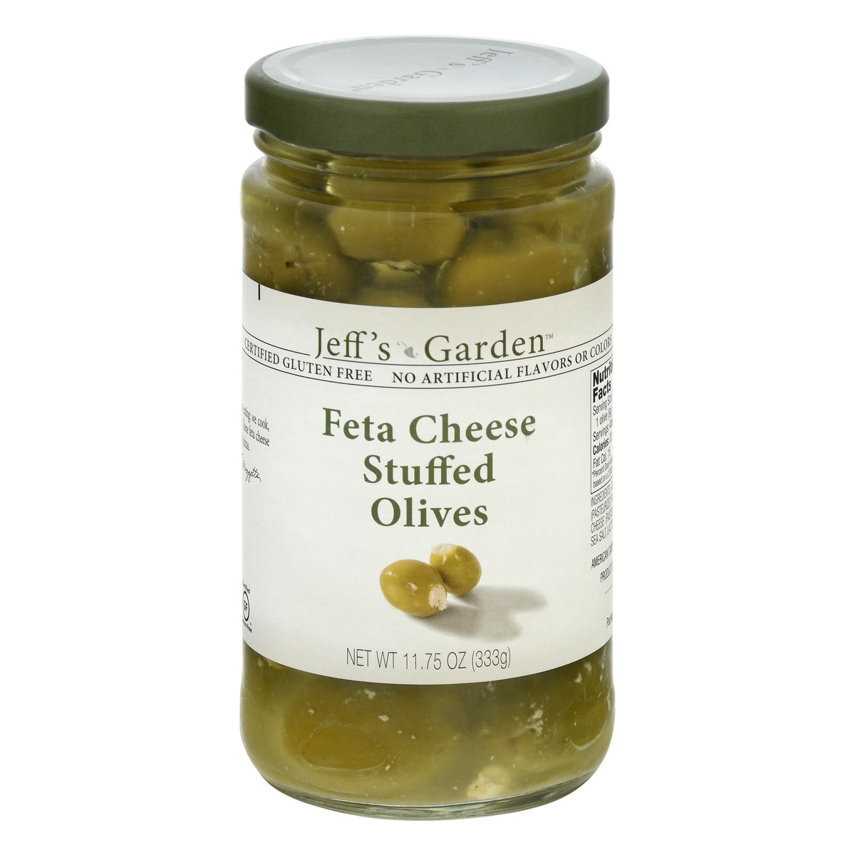 slide 1 of 10, Jeff's Garden Jefferson Feta Cheese Stuffed Olives, 11.7 oz