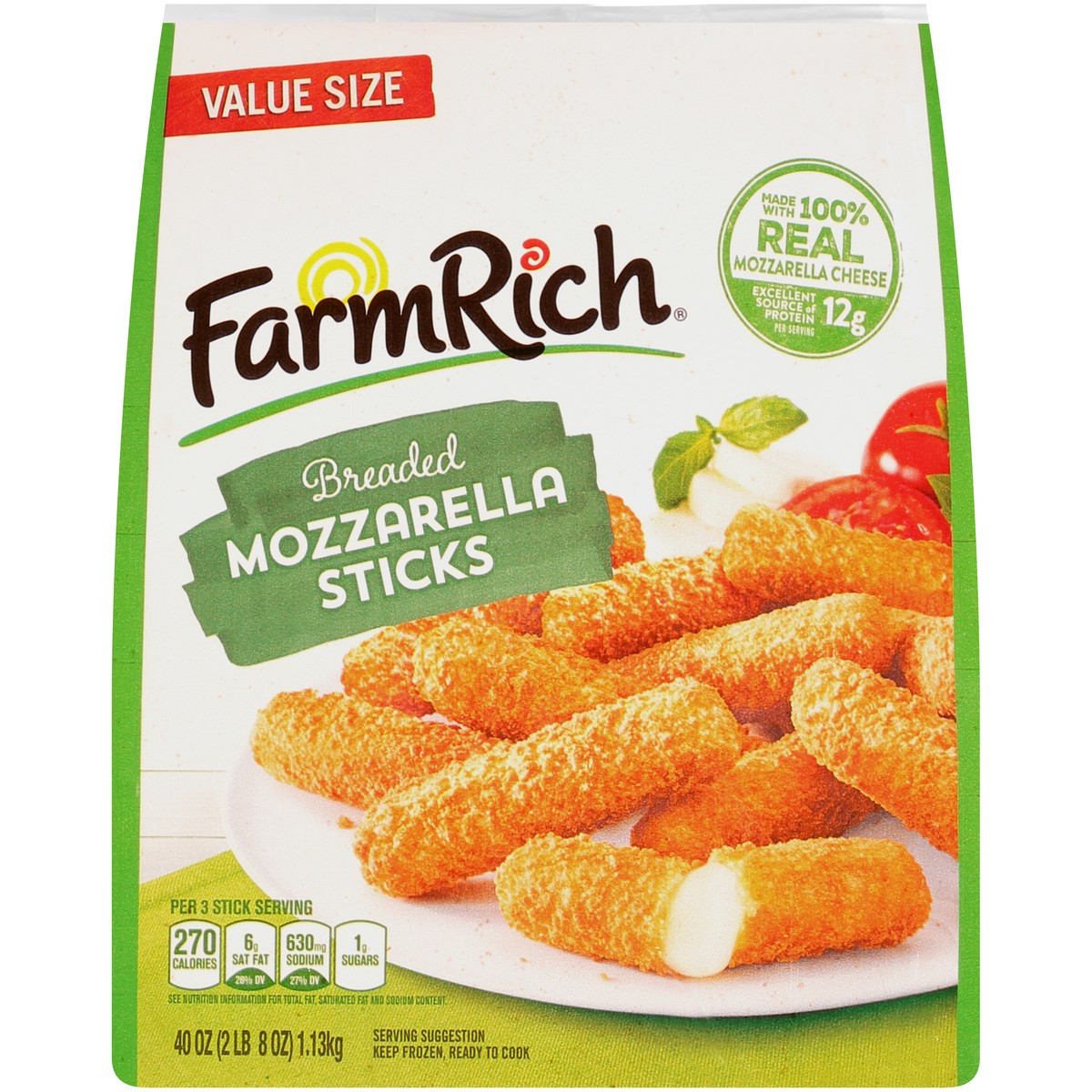 slide 5 of 11, Farm Rich Breaded Mozzarella Sticks 40 oz. Bag, 40 oz