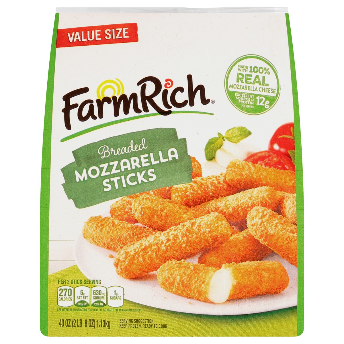 slide 8 of 11, Farm Rich Breaded Mozzarella Sticks 40 oz. Bag, 40 oz