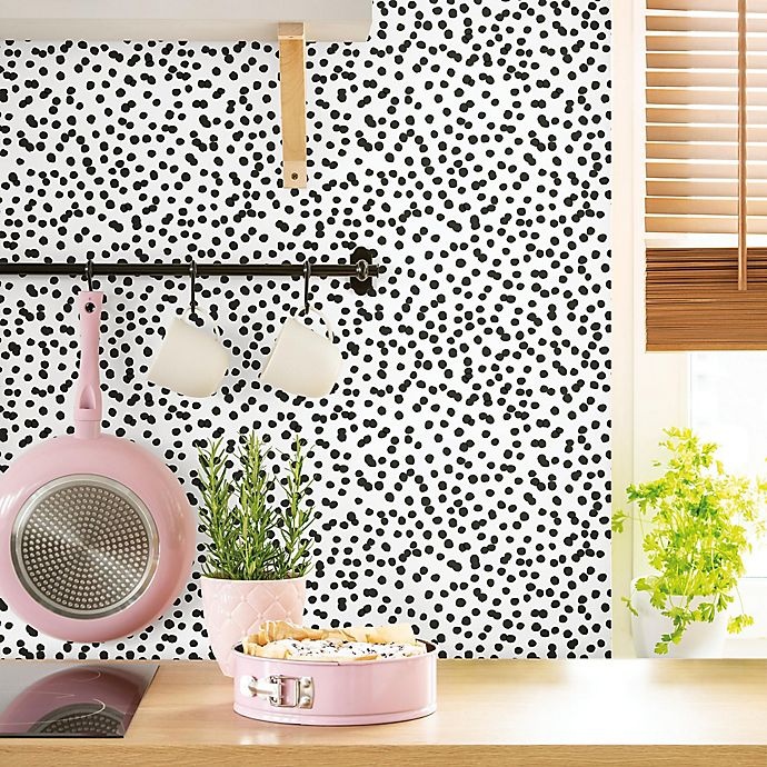 slide 2 of 8, RoomMates Confetti Peel and Stick Wallpaper - Black/White, 1 ct