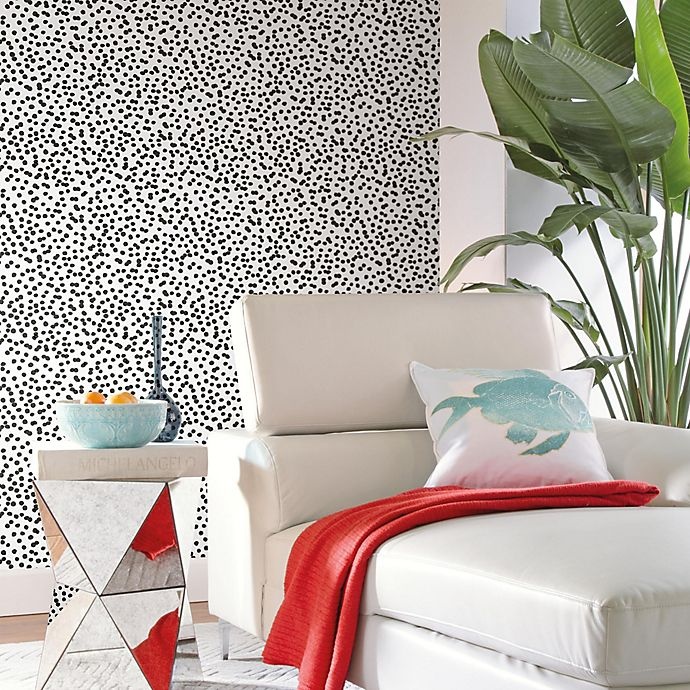 slide 3 of 8, RoomMates Confetti Peel and Stick Wallpaper - Black/White, 1 ct