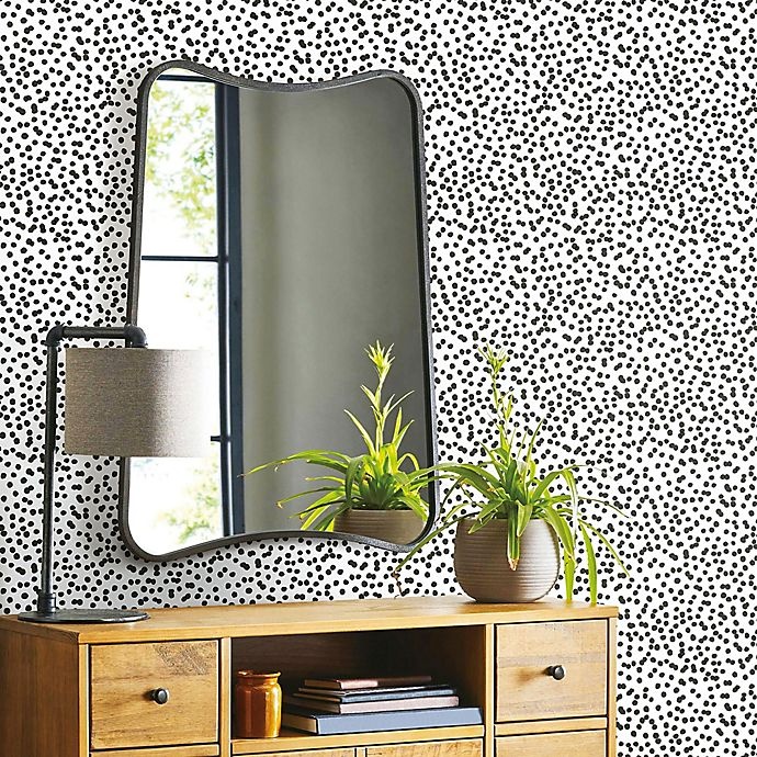 slide 4 of 8, RoomMates Confetti Peel and Stick Wallpaper - Black/White, 1 ct