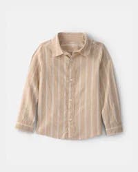 Carter's Boys Striped Button-Down Shirt - Brown Beige 8