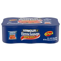 Armour Star Vienna Sausage, Hot & Spicy Flavored, 12g Protein Per Serving, Canned Sausage, 4.6 oz Can (Pack of 6)
