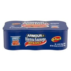Armour Star Vienna Sausage, Hot & Spicy Flavored, 12g Protein Per Serving, Canned Sausage, 4.6 oz Can (Pack of 6)