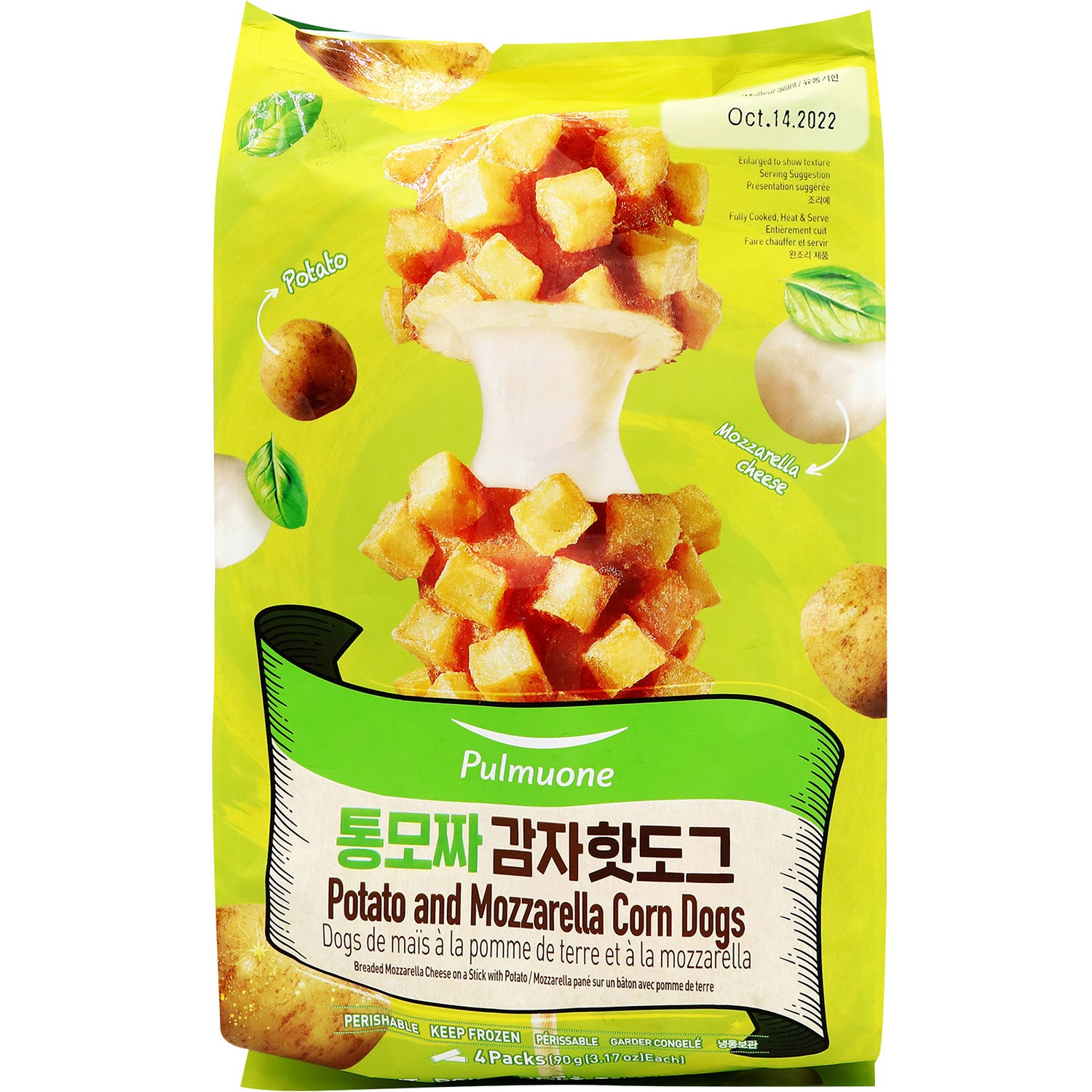 slide 1 of 1, Pulmuone Pmo Potato And Mozzarella Corn Dogs, 12.7 oz