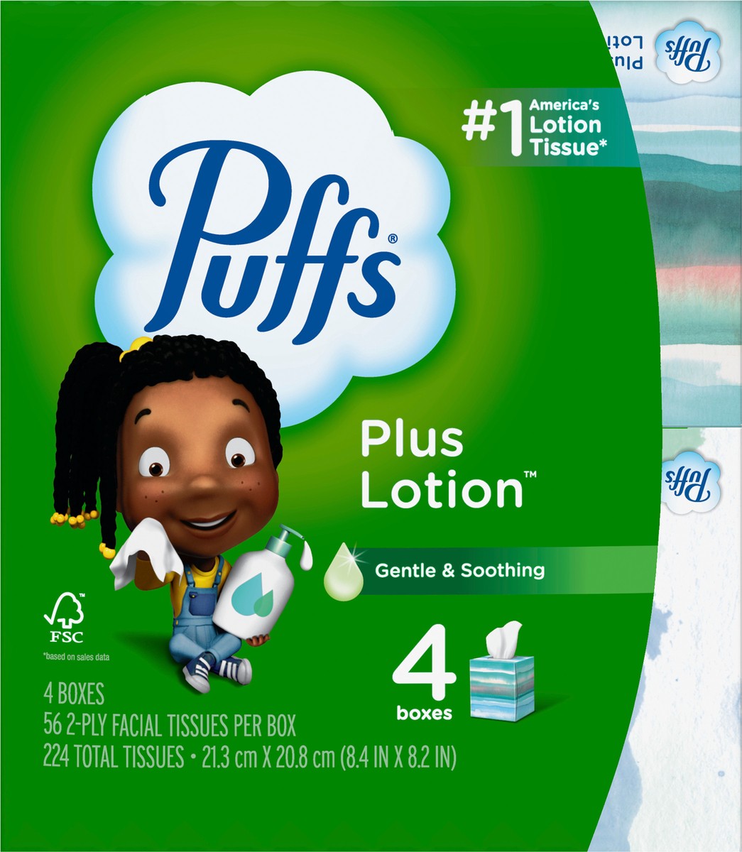 slide 5 of 5, Puffs Plus Lotion Facial Tissue, 4 ct