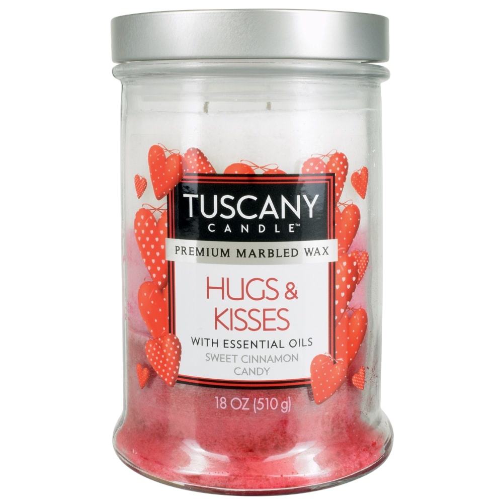 slide 1 of 1, Tuscany Candle Tuscany Hugs Kisses Triple Pour Candle Redwhite, 18 oz