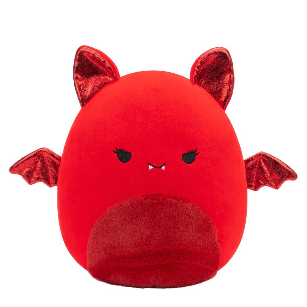 slide 1 of 1, Squishmallows Winking Bat With Fuzzy Belly & Metallic Crackle Wings - Red, 10 in