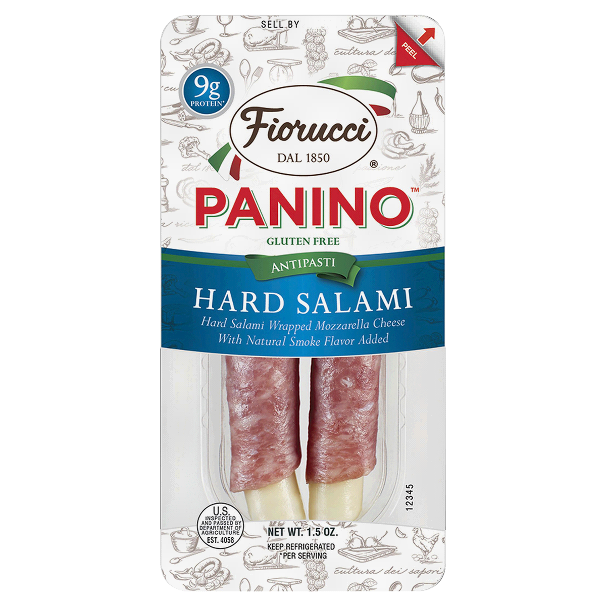 slide 1 of 6, Fiorucci Hard Salami & Mozzarella Panino, 1.5 oz
