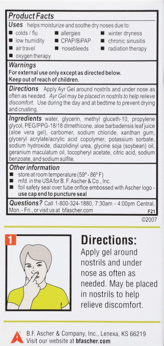 slide 5 of 9, Ayr Saline Nasal Gel with Soothing Aloe, 0.5 oz