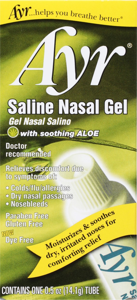 slide 4 of 9, Ayr Saline Nasal Gel with Soothing Aloe, 0.5 oz