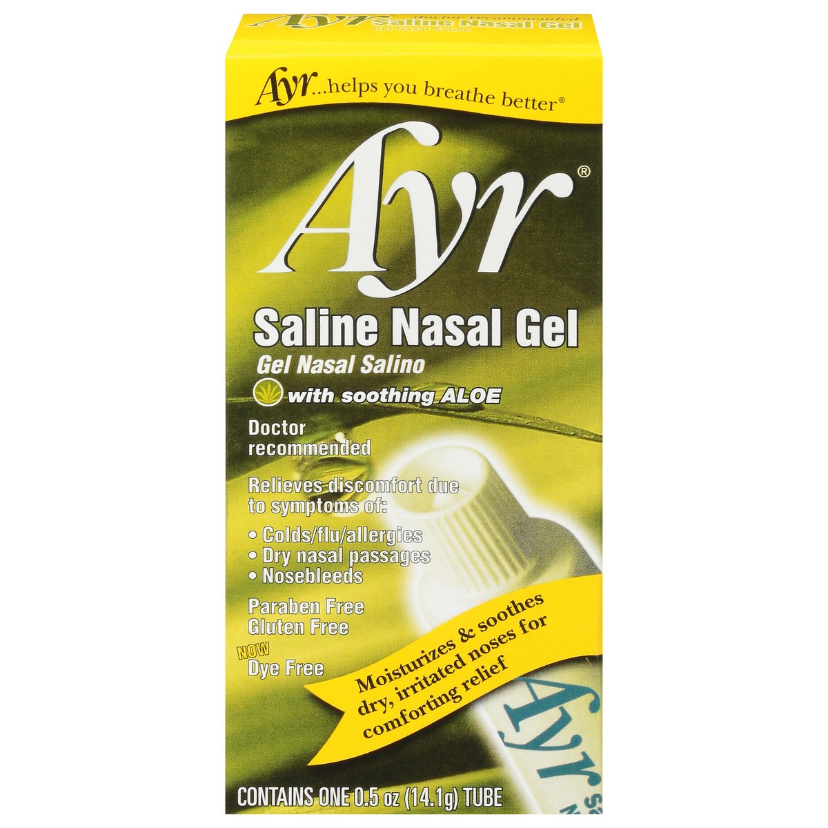 slide 1 of 9, Ayr Saline Nasal Gel with Soothing Aloe, 0.5 oz