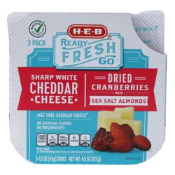 H-E-B Select Ingredients Sharp White Cheddar Cheese with Cranberries & Almonds Snack Trays