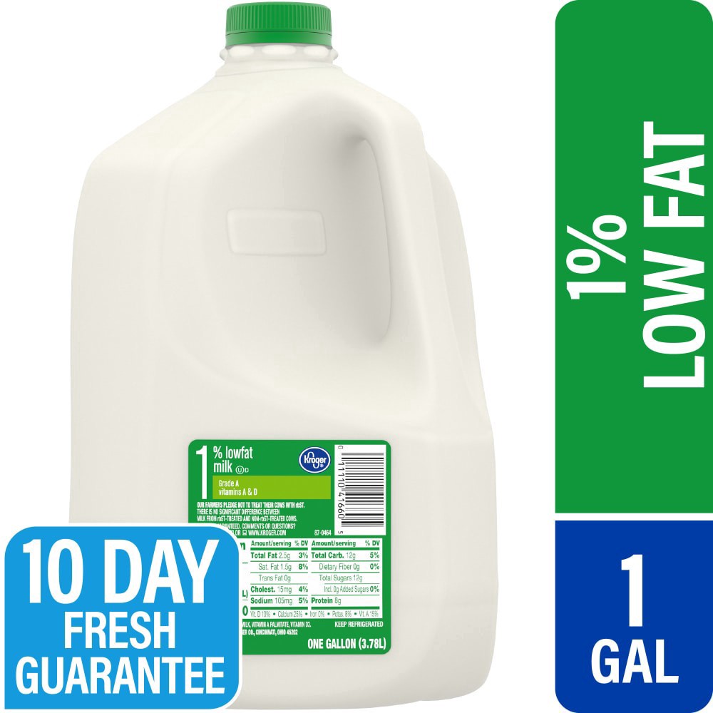 slide 1 of 4, Kroger 1% Lowfat Milk - 1 gal, 1 gal