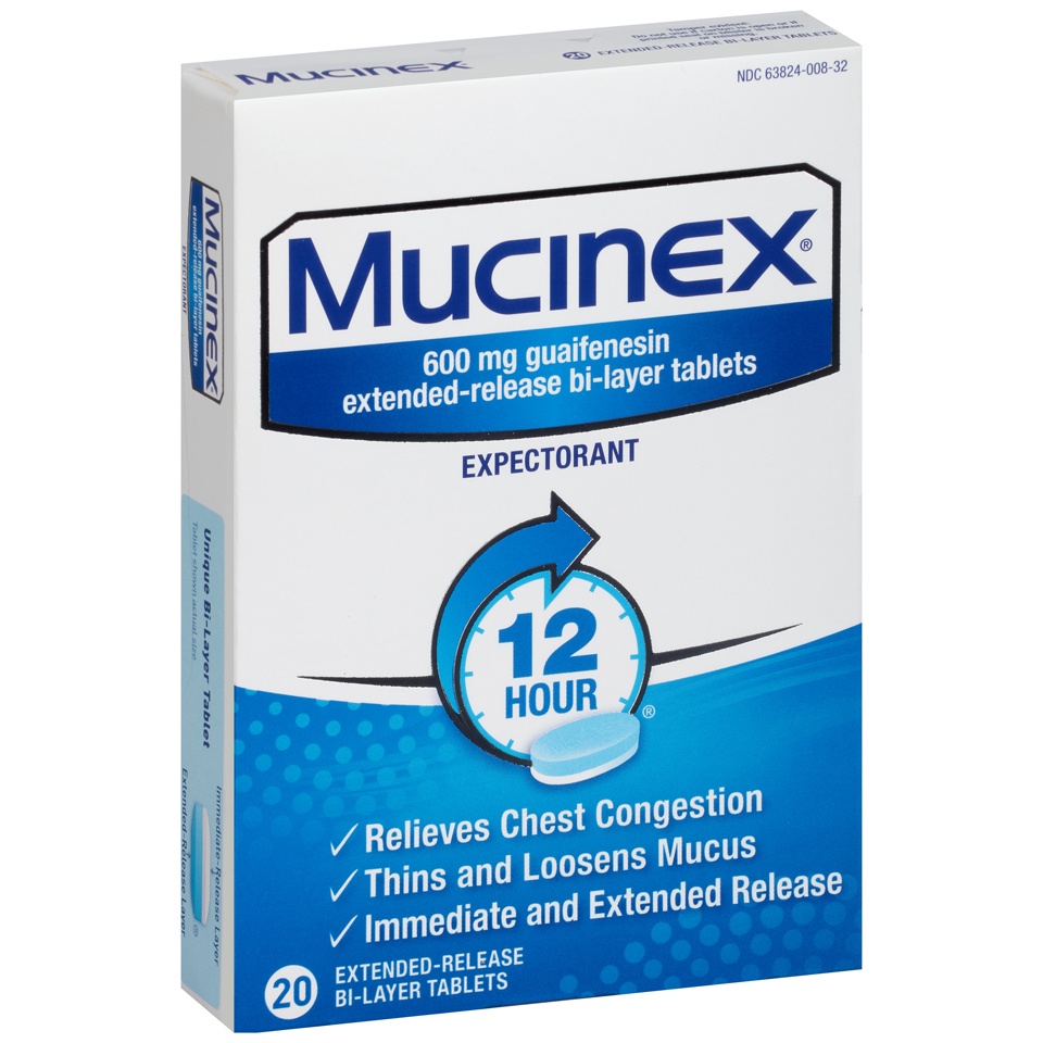 slide 1 of 1, Mucinex Chest Congestion 600mg Guaifenesin, 20 ct