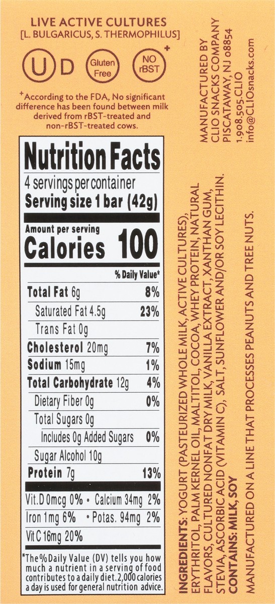 slide 5 of 14, Clio Yogurt Bars, 4 ct