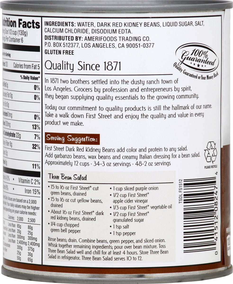 slide 5 of 6, First Street Dark Red Kidney Beans, 30 oz