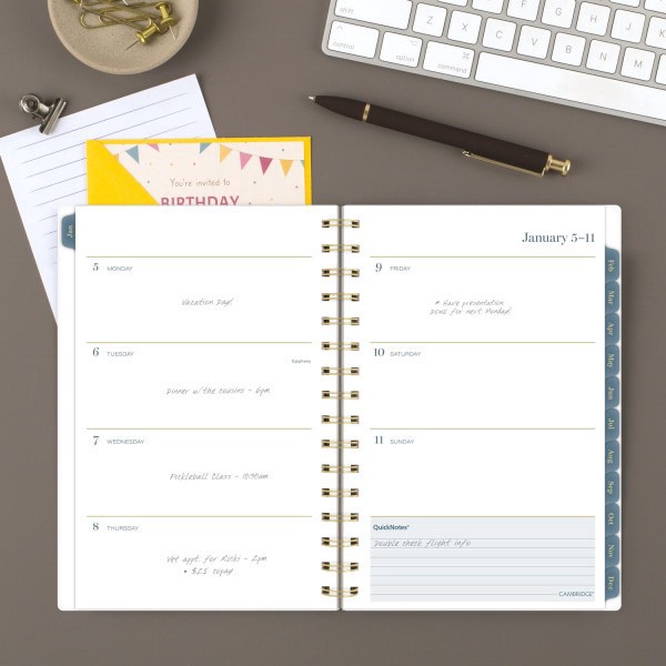 slide 3 of 10, Cambridge® Midnight Garden 2026 Weekly Monthly Planner, Small, 5 1/2"" x 8 1/2"", 1 ct