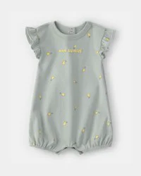 Carter's Baby Girl 'Main Squeeze' Lemon Short-Sleeve Romper - Green - 3M