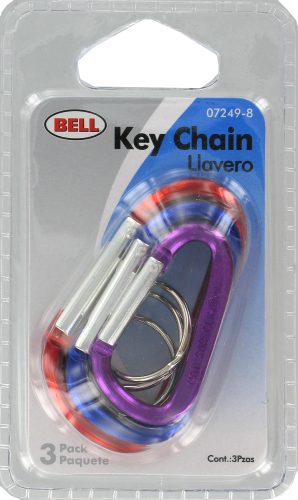 slide 1 of 1, Bell Key Chain Caribinr, 3 ct