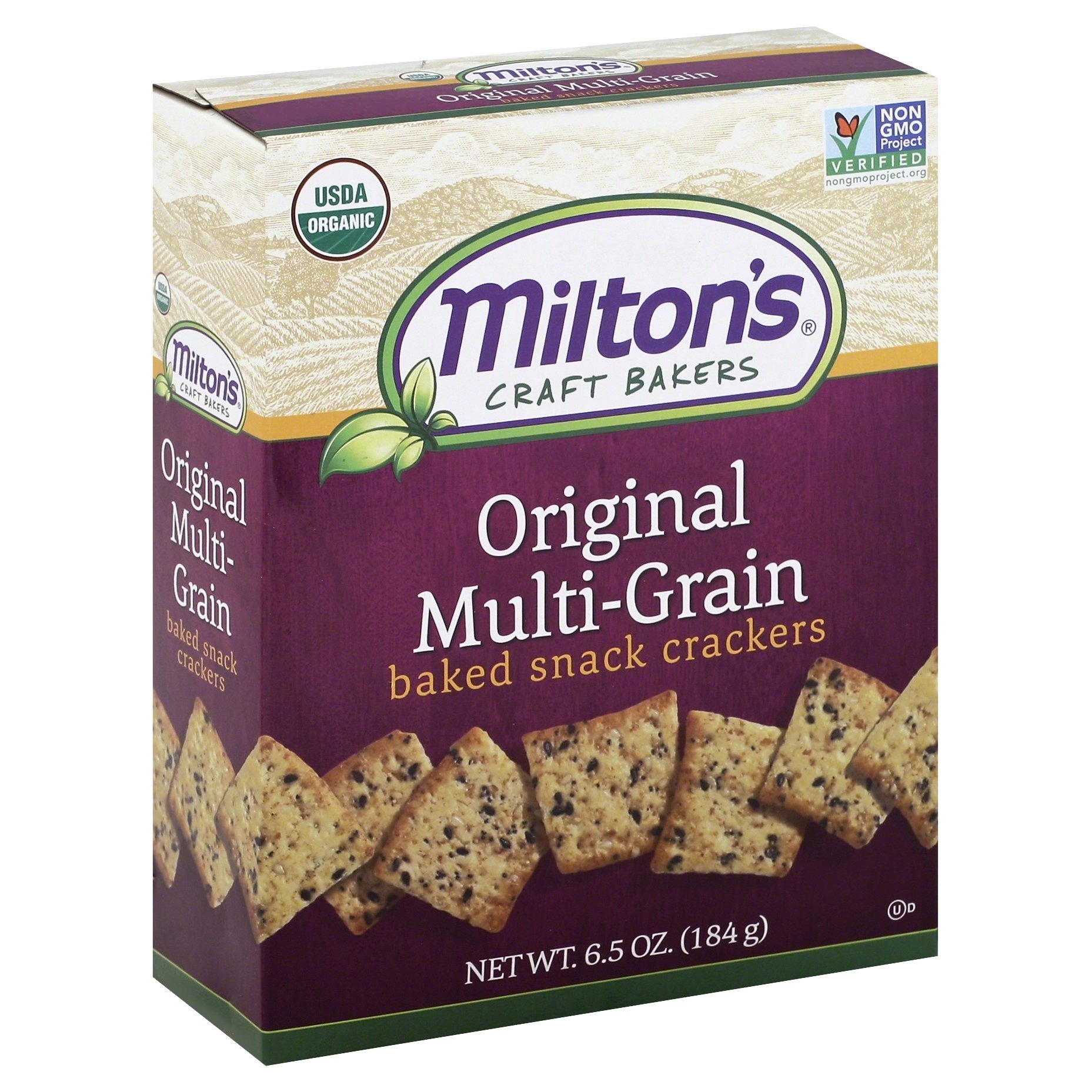 slide 1 of 3, Milton's Craft Bakers Original Multi-Grain Snack Crackers, 6.5 oz