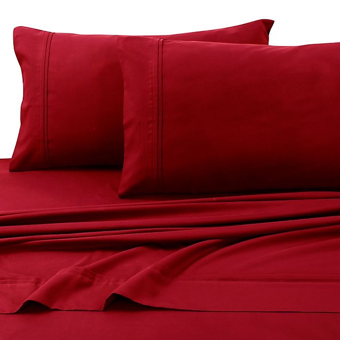 slide 1 of 2, Tribeca Living 110 GSM Solid Microfiber Extra Deep Pocket King Sheet Set - Red, 1 ct