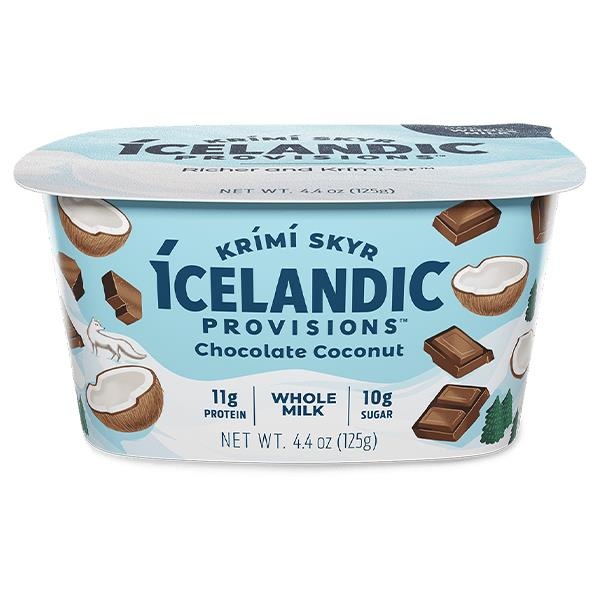 slide 1 of 1, Icelandic Provisions Krimi Skyr Whole Milk Yogurt Chocolate Coconut, 4.4 oz