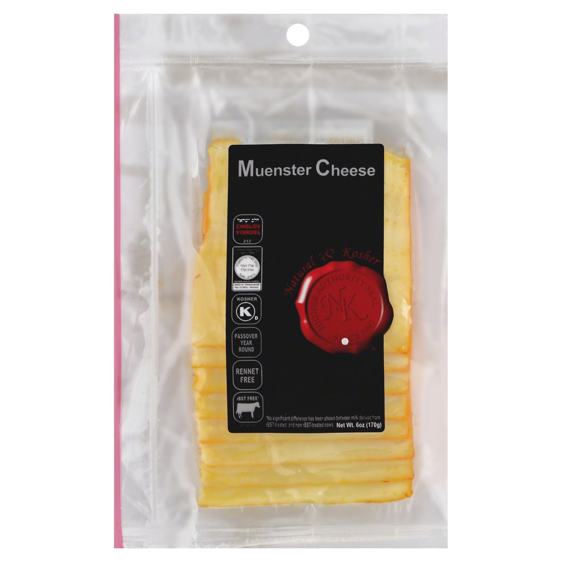 slide 1 of 3, Natural & Kosher Sliced Muenster Cheese, 6 oz