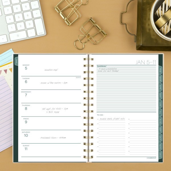 slide 4 of 10, Cambridge® Emerald Isle 2026 Weekly Monthly Planner, Small, 5 1/2"" x 8 1/2"", 1 ct