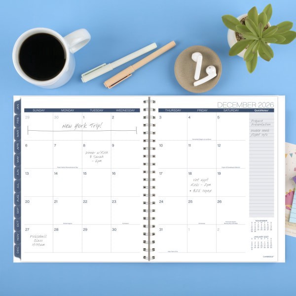 slide 8 of 10, Cambridge® Abyss 2026 Weekly Monthly Planner, Large, 8 1/2"" x 11"", 1 ct