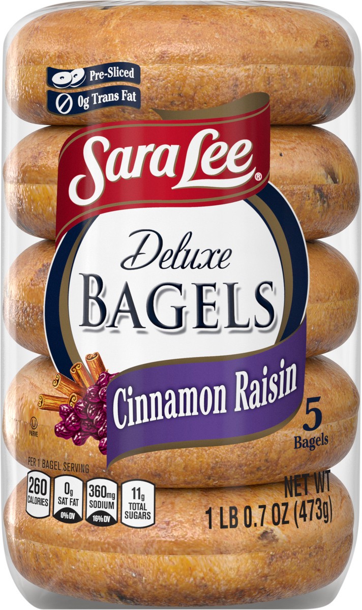 slide 6 of 7, Sara Lee Cinnamon Raisin Bagel, 5 count, 16.7 oz, 20 oz