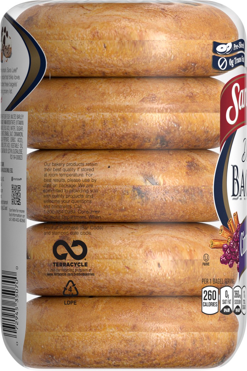 slide 2 of 7, Sara Lee Cinnamon Raisin Bagel, 5 count, 16.7 oz, 20 oz