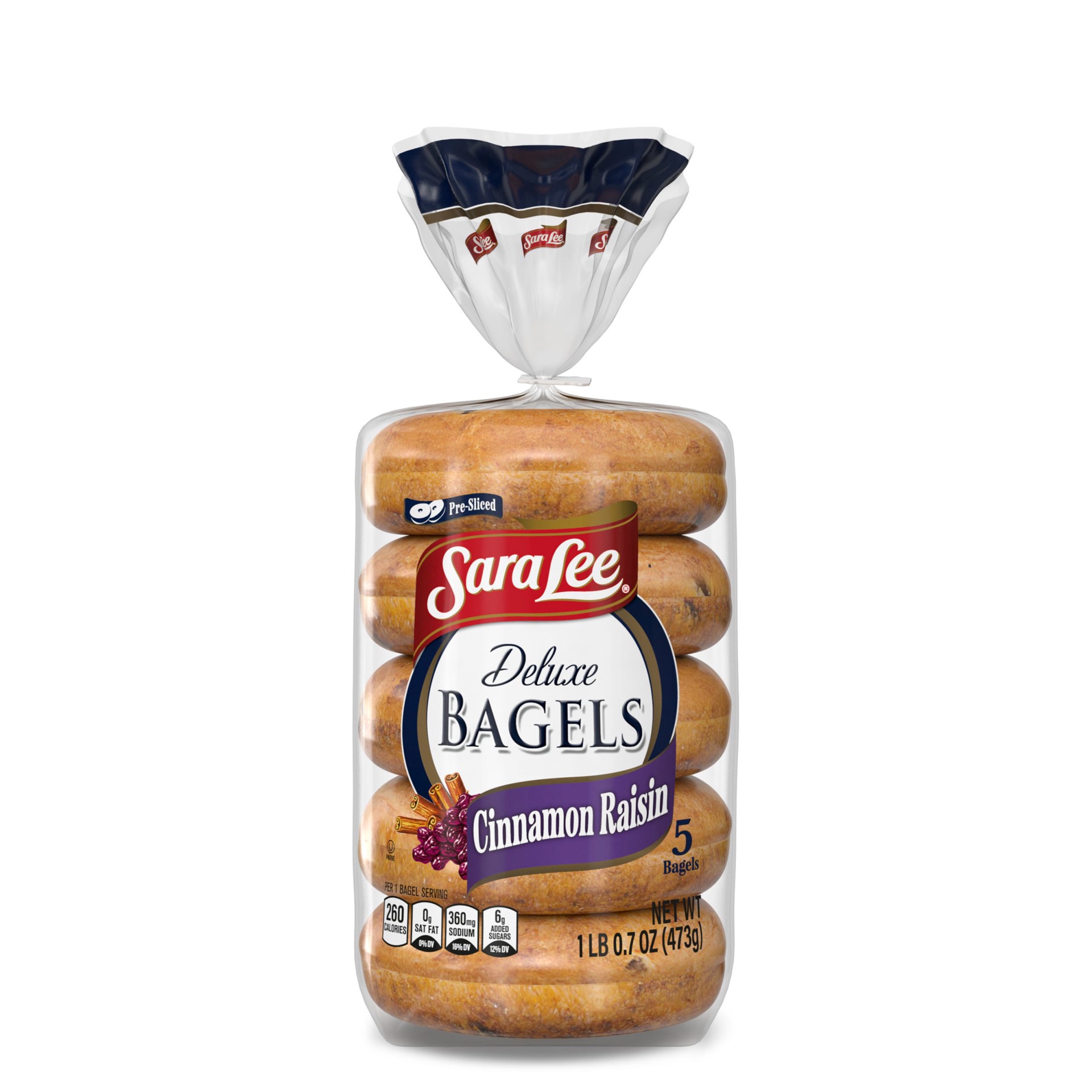 slide 1 of 7, Sara Lee Cinnamon Raisin Bagel, 5 count, 16.7 oz, 20 oz