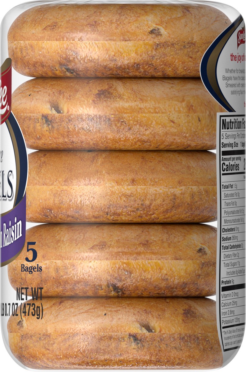 slide 3 of 7, Sara Lee Cinnamon Raisin Bagel, 5 count, 16.7 oz, 20 oz