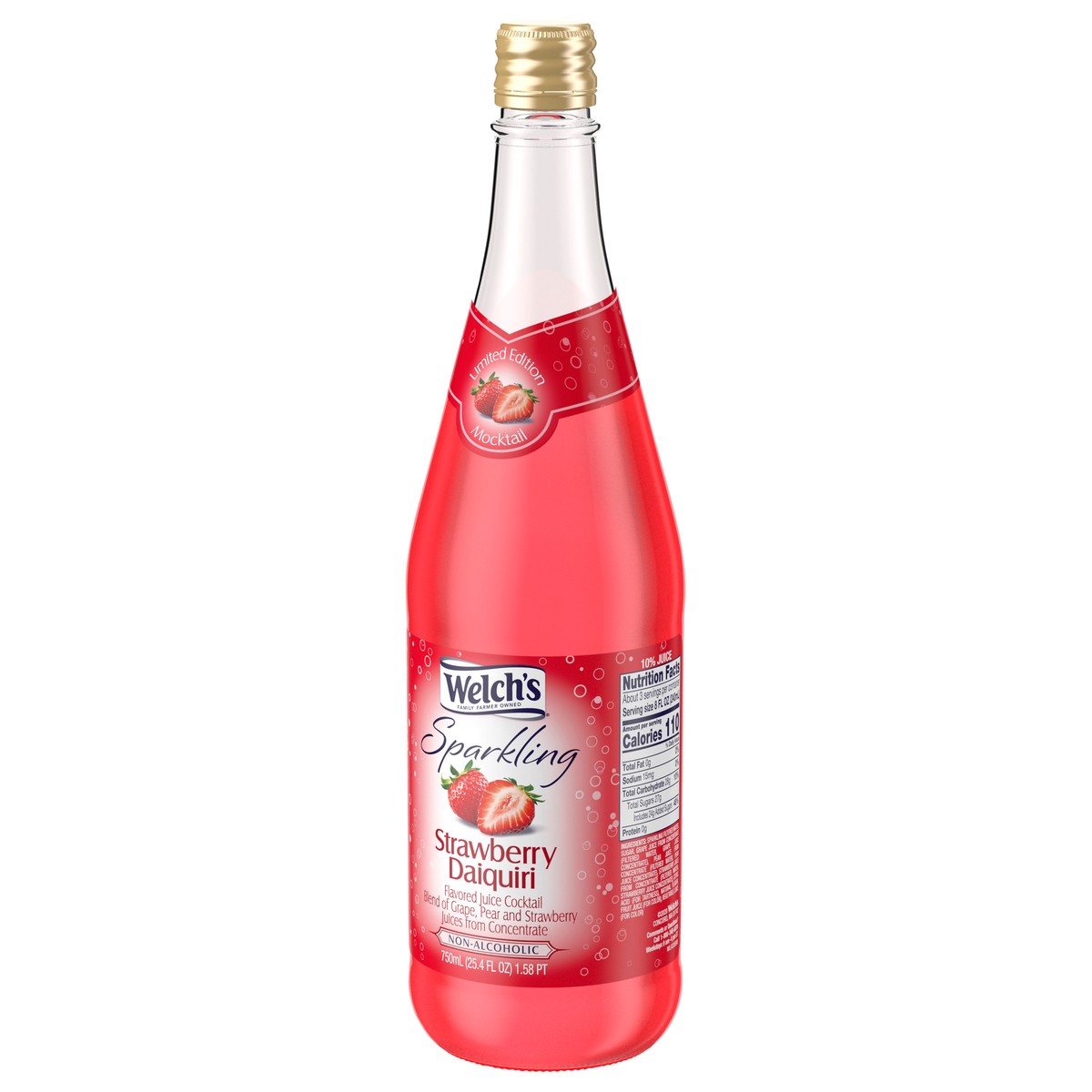 slide 2 of 5, Welch's Non-Alcoholic Sparkling Strawberry Juice Cocktail, 25.4 fl oz Bottle, 25.4 fl oz