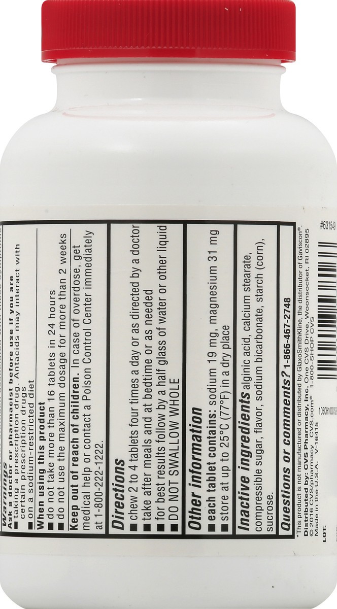 slide 7 of 9, CVS Health Extra Strength Heartburn Relief Chewable Tablets, Cherry, 100 Ct, 100 ct