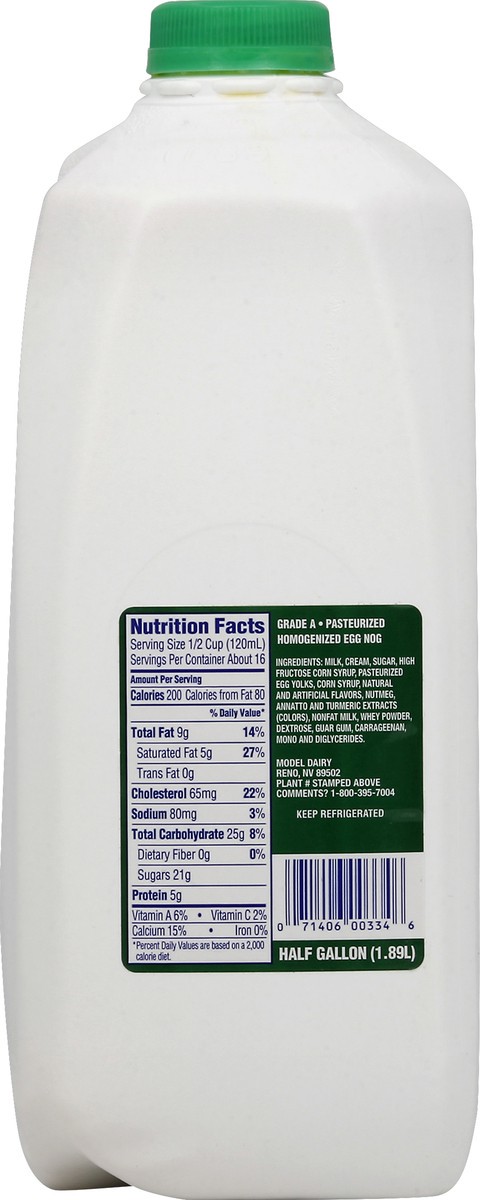 slide 8 of 10, Model Dairy Egg Nog 0.5 gl, 1/2 gal